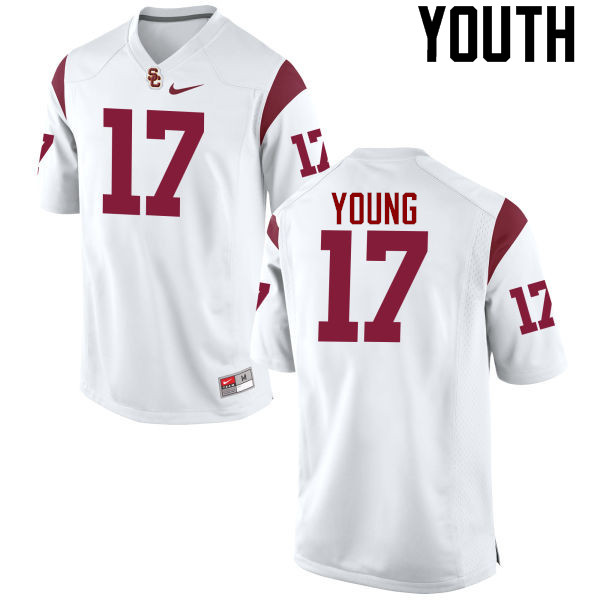 Youth #17 Keyshawn Young USC Trojans College Football Jerseys-White - Click Image to Close